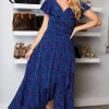 Jolie Moi Luciana Frilly Dip Polka Dot Midi Dress, Blue Animal -UK Skirt Sales 2023 2022 01 24 Sasha JolieMoi49