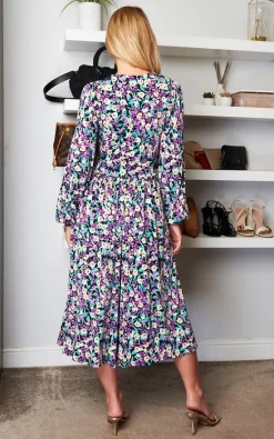 Jolie Moi Libby Midi Dress, Blue Floral -UK Skirt Sales 2023 2022 02 10 Sasha JolieMoi101