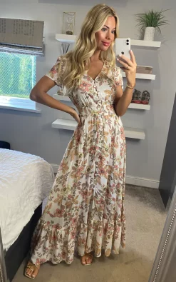 Multi Cream Vintage Floral Tiered Maxi Dress -UK Skirt Sales 2023 2022 03 16 Sasha Izabel29