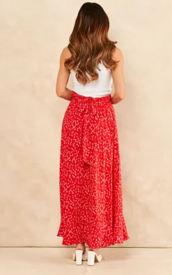 Sarta Red Floral Print Midi Wrap Skirt -UK Skirt Sales 2023 2022 03 24 SF TOM Naomi Sarta18510