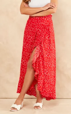 Sarta Red Floral Print Midi Wrap Skirt -UK Skirt Sales 2023 2022 03 24 SF TOM Naomi Sarta18513