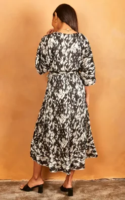 Short Sleeve Leopard Print Midi Dress In Black -UK Skirt Sales 2023 2022 03 31 Jen Julia Bella Blue22197