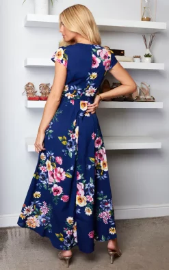 Front Wrap Floral Dress In Navy -UK Skirt Sales 2023 2022 04 04 Sasha Mela19