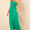 Shirred Midi Skater Dress With Pockets Green 2 Shirred Midi Skater Dress With Pockets Green -UK Skirt Sales 2023 2022 05 10 Mollie OST41439