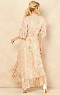 Sequin Plunge Maxi Dress In Gold 9 Sequin Plunge Maxi Dress In Gold -UK Skirt Sales 2023 2022 05 31 Jen Amy Bella Blue41303