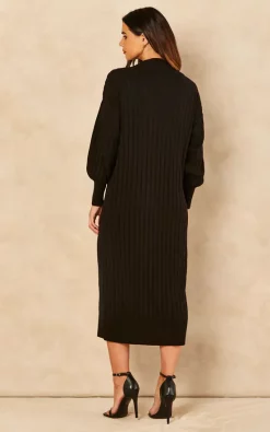 ONLY Long Sleeve V Neck Knitted Midi Dress In Black 9 ONLY Long Sleeve V Neck Knitted Midi Dress In Black -UK Skirt Sales 2023 2022 06 14 Jen Naomi Only45600