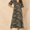 Heart Print Angel Sleeve Midi Dress In Black And White -UK Skirt Sales 2023 2022 06 14 Jen Sallyanne Bella Blue46643