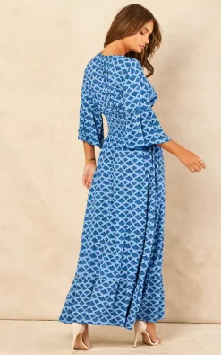 Jaxine Geo Print Dress -UK Skirt Sales 2023 2022 07 21 Jen Chynna BlueVanilla58087