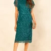Sequin Flutter Sleeve Midi Dress In Green -UK Skirt Sales 2023 2022 08 03 Jen Amy Angeleye62867