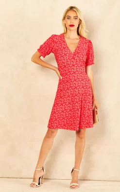 Lydia Shirring Cuff Sleeve Tea Dress In Red Floral Print 7 Lydia Shirring Cuff Sleeve Tea Dress In Red Floral Print -UK Skirt Sales 2023 2022 08 03 Jen Amy BlueVanilla64839