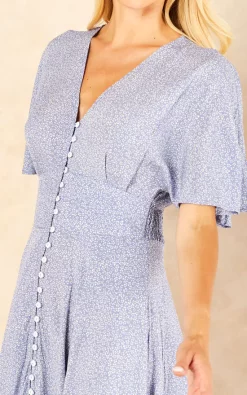 Megan Blue Floral Button Front Maxi Dress With Shirred Back 8 Megan Blue Floral Button Front Maxi Dress With Shirred Back -UK Skirt Sales 2023 2022 08 03 Jen Amy BlueVanilla65075