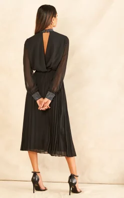 Diamante Collar Pleated Skirt Midi Dress -UK Skirt Sales 2023 2022 08 08 Jen Shree BlueVanilla67277