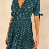 Tie Sleeve Polka Dot Midi Dress In Dark Green -UK Skirt Sales 2023 2022 09 02 Jen Shree Angeleye 75635