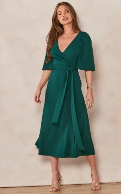Anna Green Cape Split Sleeve Mock Wrap Dress With Side Split -UK Skirt Sales 2023 2022 09 13 Tom Chynna EdieB10277