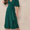Anna Green Cape Split Sleeve Mock Wrap Dress With Side Split -UK Skirt Sales 2023 2022 09 13 Tom Chynna EdieB10278