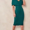 Goddiva Off The Shoulder Scuba Foam Midi Dress In Emerald -UK Skirt Sales 2023 2022 09 13 Tom Chynna Goddiva9679