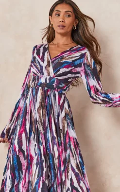 Long Sleeve Midi Dress In Multicolour Print -UK Skirt Sales 2023 2022 09 13 Tom Shree Jenerique11322