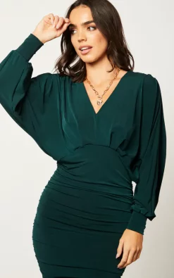 V Neck Bat Sleeve Midi Dress In Emerald Green 8 V Neck Bat Sleeve Midi Dress In Emerald Green -UK Skirt Sales 2023 2022 09 23 Jen Mollie Jenerique0871