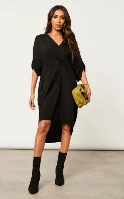 Twist Front Midi Dress Black -UK Skirt Sales 2023 2022 09 27 Jen Shree BlueVanilla2306