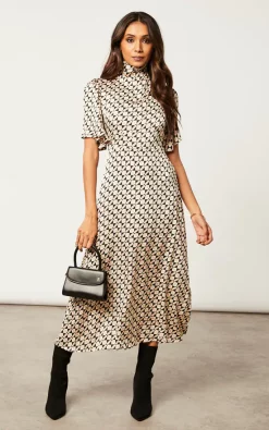 Cowl Neck Midi Dress With Angel Sleeve