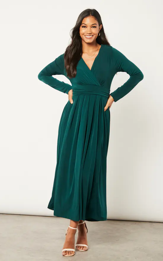 Long Belt Maxi Dress In Dark Green 3 Long Belt Maxi Dress In Dark Green