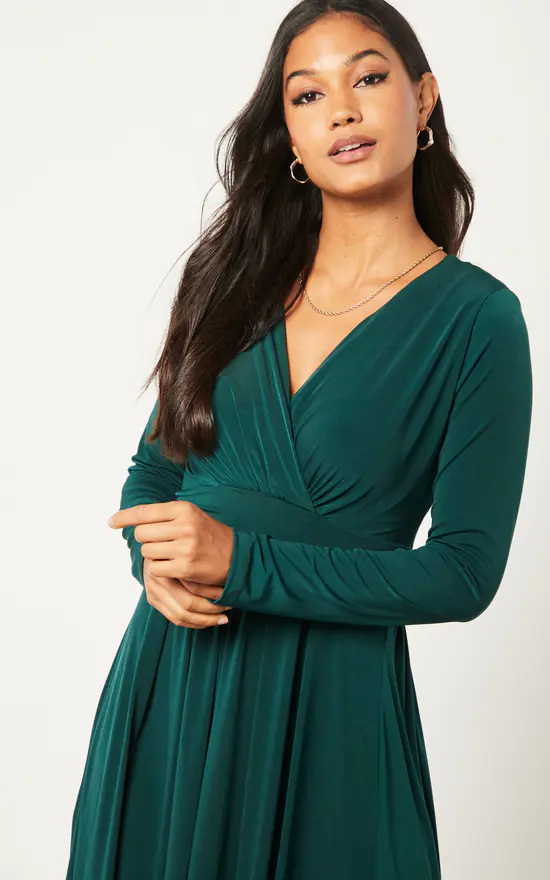 Long Belt Maxi Dress In Dark Green 5 Long Belt Maxi Dress In Dark Green - Image 3