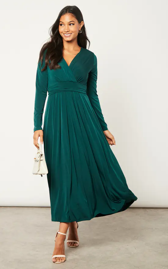 Long Belt Maxi Dress In Dark Green 4 Long Belt Maxi Dress In Dark Green - Image 2