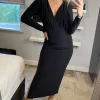 Abbey Long Sleeve Split Leg Midi Dress In Black 1 Abbey Long Sleeve Split Leg Midi Dress In Black -UK Skirt Sales 2023 2022 10 17 Sasha HonorGold33