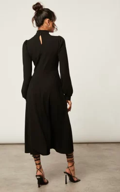 Black Turtle Neck Long Sleeve Skater Midi Dress With Keyhole -UK Skirt Sales 2023 2022 10 25 Jen Shree Signage12031