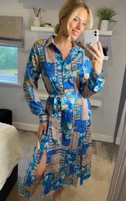 Shirt Dress Long Sleeves And Button Through In Patchwork Print -UK Skirt Sales 2023 2022 10 26 Sasha Danna7