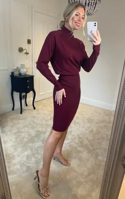 Apricot Burgundy Rib Knit Dress -UK Skirt Sales 2023 2022 11 07 Sasha Apricot5