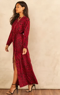 Red Leopard Print Long Sleeve Maxi Dress -UK Skirt Sales 2023 2022 11 16 Tom Julia IndiaGray 8 1