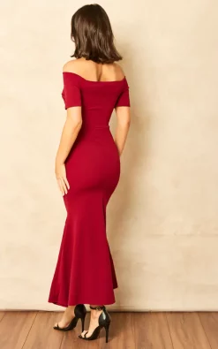 Bardot Off Shoulder Maxi Dress Burgundy -UK Skirt Sales 2023 2022 11 29 Jen Mollie Feverfish25554
