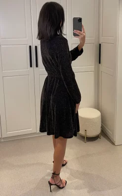 Gold Shimmer Sparkle Crossover Dress -UK Skirt Sales 2023 2022 12 02 Mollie KurtMuller64