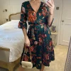 Green Floral Satin Wrapped Midi Dress 2 Green Floral Satin Wrapped Midi Dress -UK Skirt Sales 2023 2022 12 07 Sasha LoveSunshine115