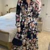 Black Floral Printed Midmaxi Shirt Dress -UK Skirt Sales 2023 2022 12 07 Sasha LoveSunshine91