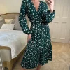 Apricot Green Ditsy Dot Wrap Midi Dress -UK Skirt Sales 2023 2023 02 01 Sasha Apricot12
