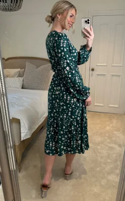Apricot Green Ditsy Dot Wrap Midi Dress -UK Skirt Sales 2023 2023 02 01 Sasha Apricot16