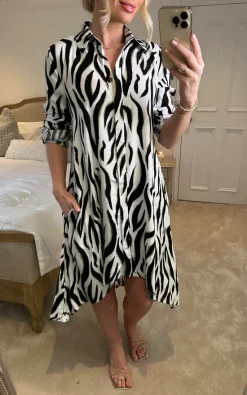 Apricot Cream Zebra Oversized Shirt Dress -UK Skirt Sales 2023 2023 02 01 Sasha Apricot65
