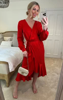 Long Sleeve Wrap Midaxi In Red Animal Jacquard With Ruffle Hem 9 Long Sleeve Wrap Midaxi In Red Animal Jacquard With Ruffle Hem -UK Skirt Sales 2023 2023 02 01 Sasha Nikka14