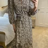 Courteney Leopard Print Shirt Dress With Ruffle Hem