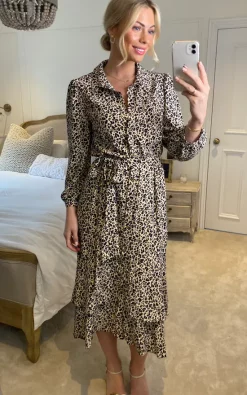 Courteney Leopard Print Shirt Dress With Ruffle Hem -UK Skirt Sales 2023 2023 02 06 Sasha EdieB35