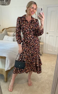Courteney Floral Printed Shirt Dress With Ruffle Hem -UK Skirt Sales 2023 2023 02 09 Sasha EdieB11