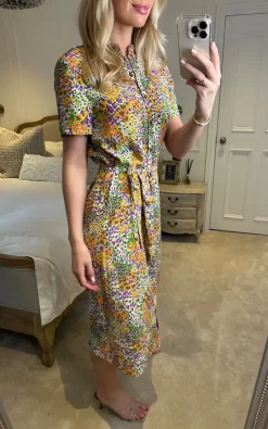 Multicolour Floral Print Button Down Midi Shirt Dress With Standing Collar -UK Skirt Sales 2023 2023 02 13 Sasha Danna37