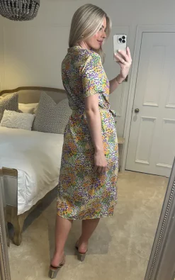 Multicolour Floral Print Button Down Midi Shirt Dress With Standing Collar -UK Skirt Sales 2023 2023 02 13 Sasha Danna38