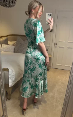 Floral Print Midi Wrap Dress In Mint Green -UK Skirt Sales 2023 2023 02 13 Sasha Danna47