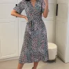 Leopard Print Midi Wrap Dress With Belt Fastening In Multicolour -UK Skirt Sales 2023 2023 02 22 Mollie Danna21