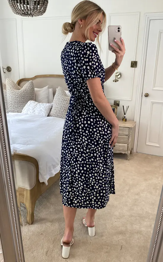 Mela Spot Midi Tea Dress In Navy 6 Mela Spot Midi Tea Dress In Navy - Image 4