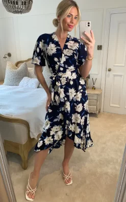 Mela Floral Print Midi Wrap Dress In Navy 8 Mela Floral Print Midi Wrap Dress In Navy -UK Skirt Sales 2023 2023 02 23 Sasha Mela71