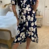 Mela Floral Print Midi Wrap Dress In Navy -UK Skirt Sales 2023 2023 02 23 Sasha Mela73
